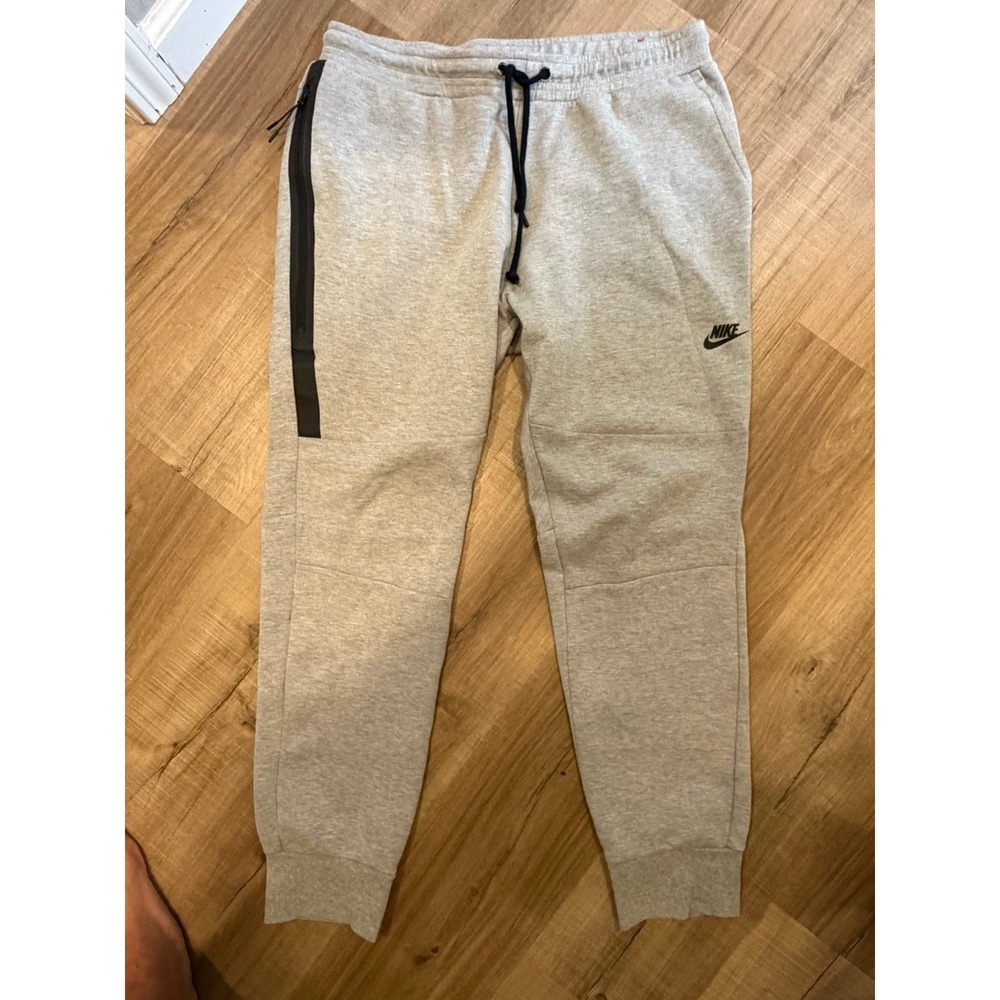 Nike Men's Gray Jogger Pants XL Cotton Blend Drawstring Zipper Pocket